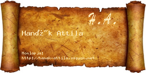 Hanák Attila névjegykártya